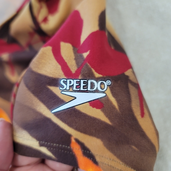 NEW SPEEDO Orange And Brown Floral One Piece Swimsuit Size 18 Vintage - Picture 8 of 13